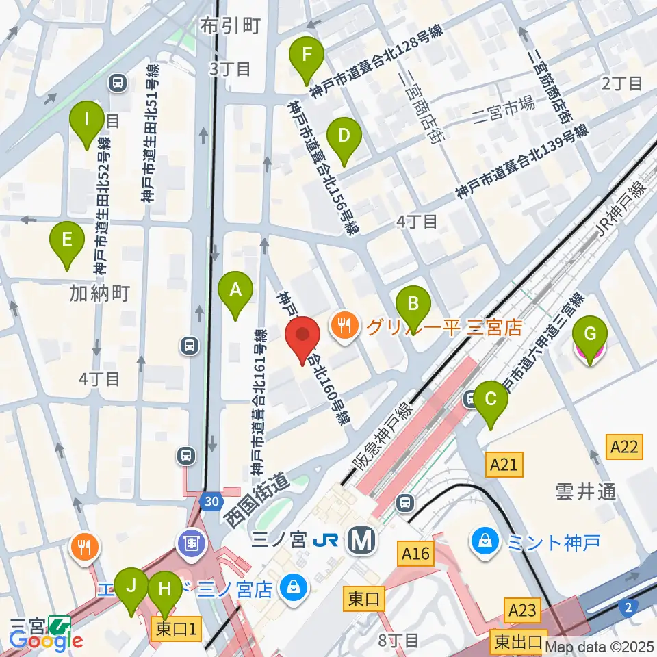 シアーミュージック 三宮校周辺のホテル一覧地図