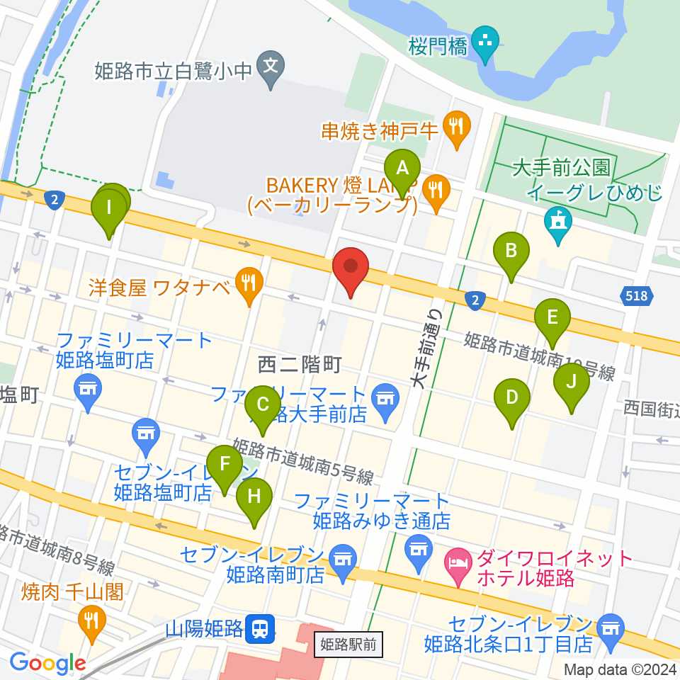 シアーミュージック 姫路校周辺のホテル一覧地図