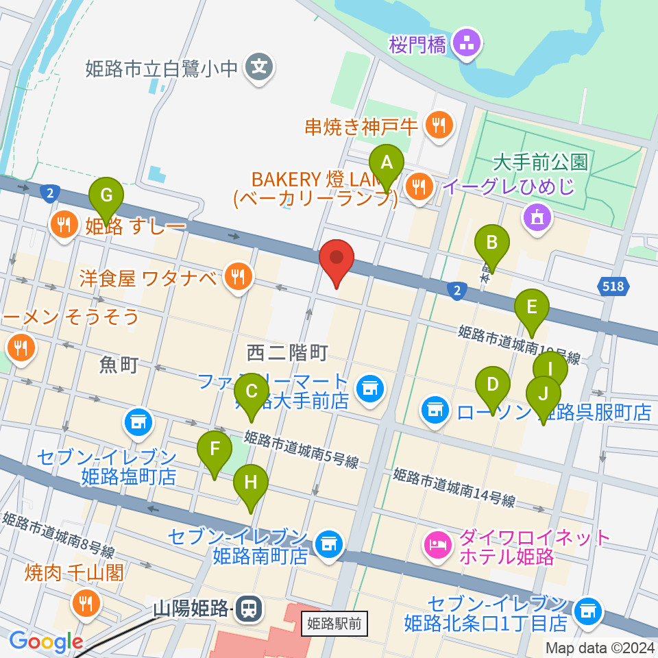 シアーミュージック 姫路校周辺のホテル一覧地図