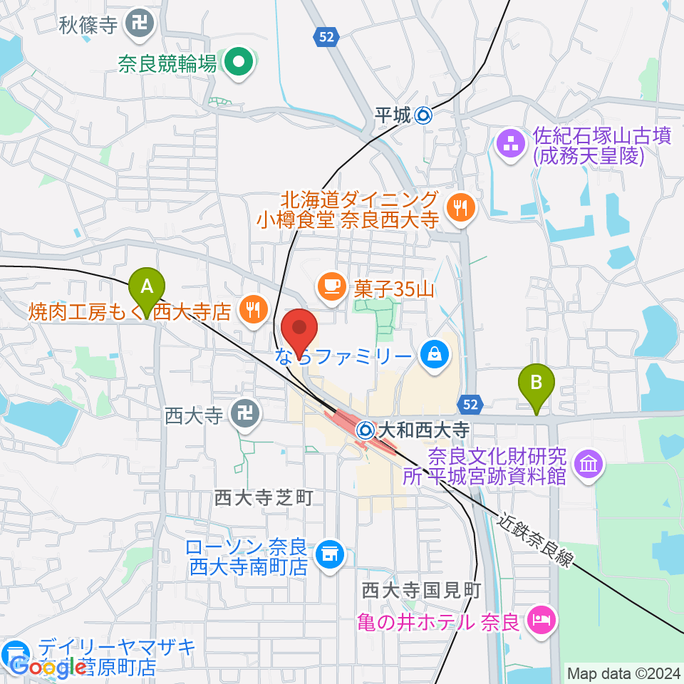 シアーミュージック 奈良校周辺のホテル一覧地図