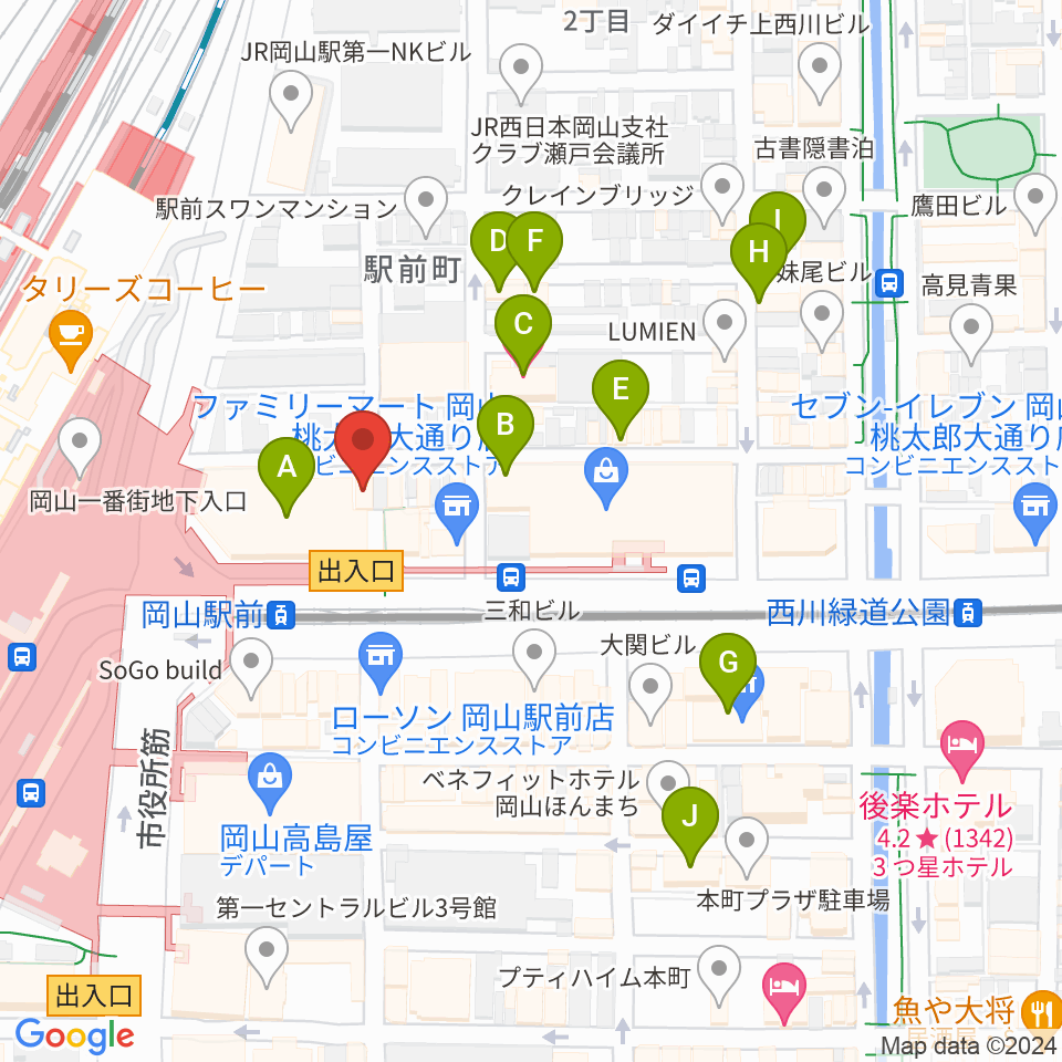 シアーミュージック 岡山校周辺のホテル一覧地図