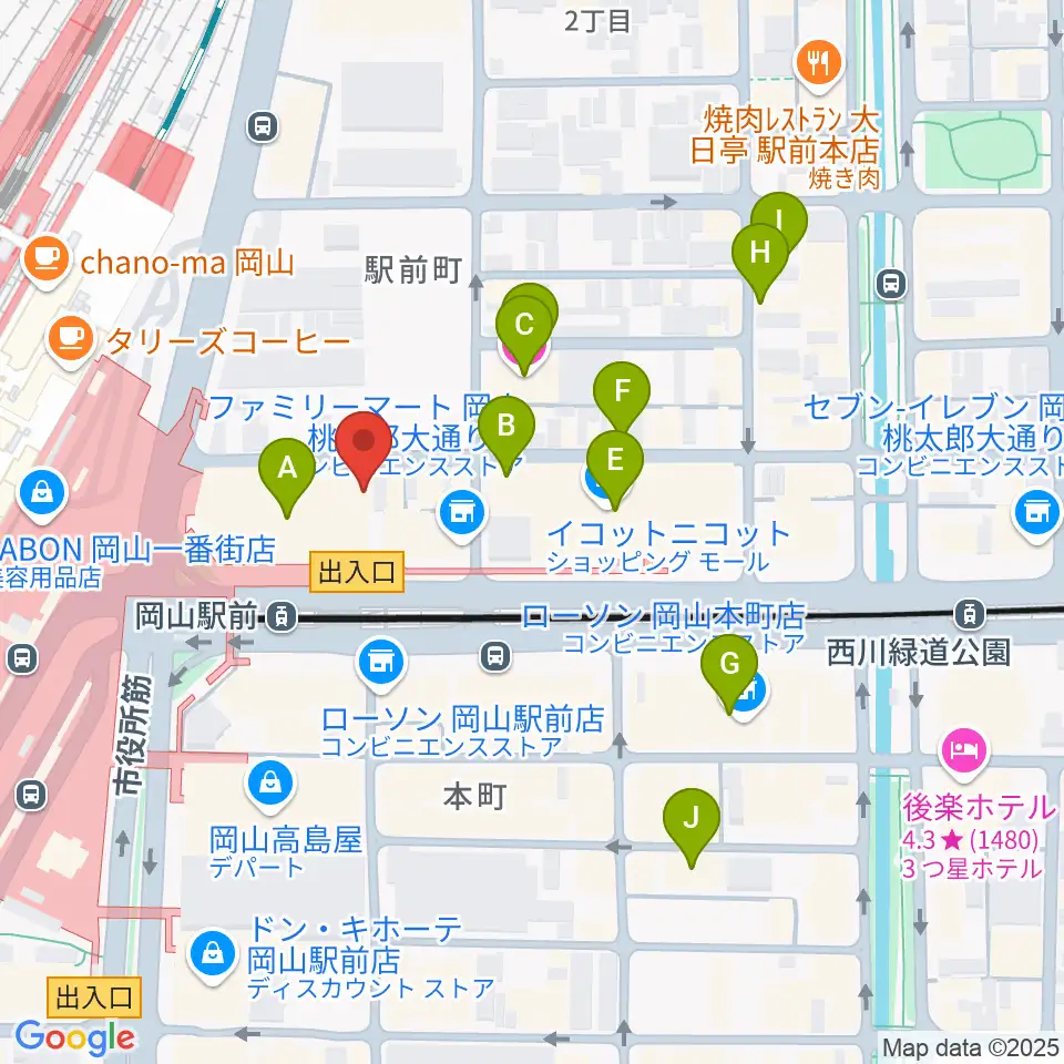 シアーミュージック 岡山校周辺のホテル一覧地図