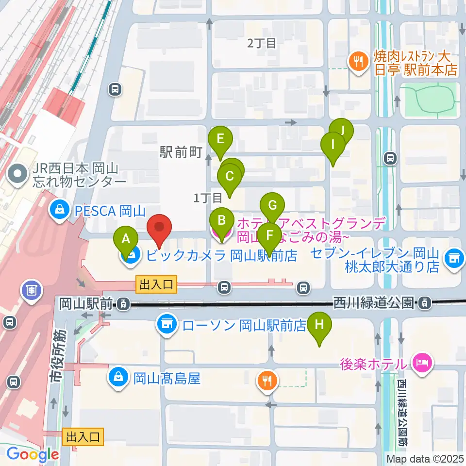 シアーミュージック 岡山校周辺のホテル一覧地図