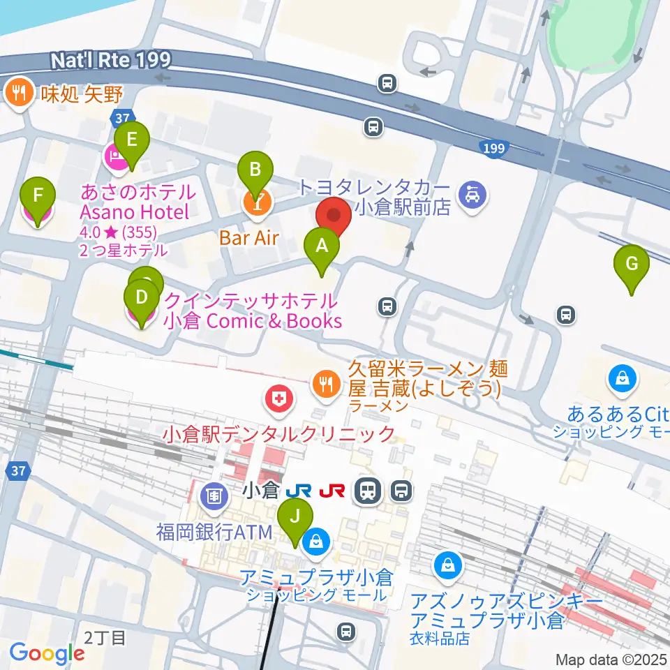 シアーミュージック 小倉校周辺のホテル一覧地図