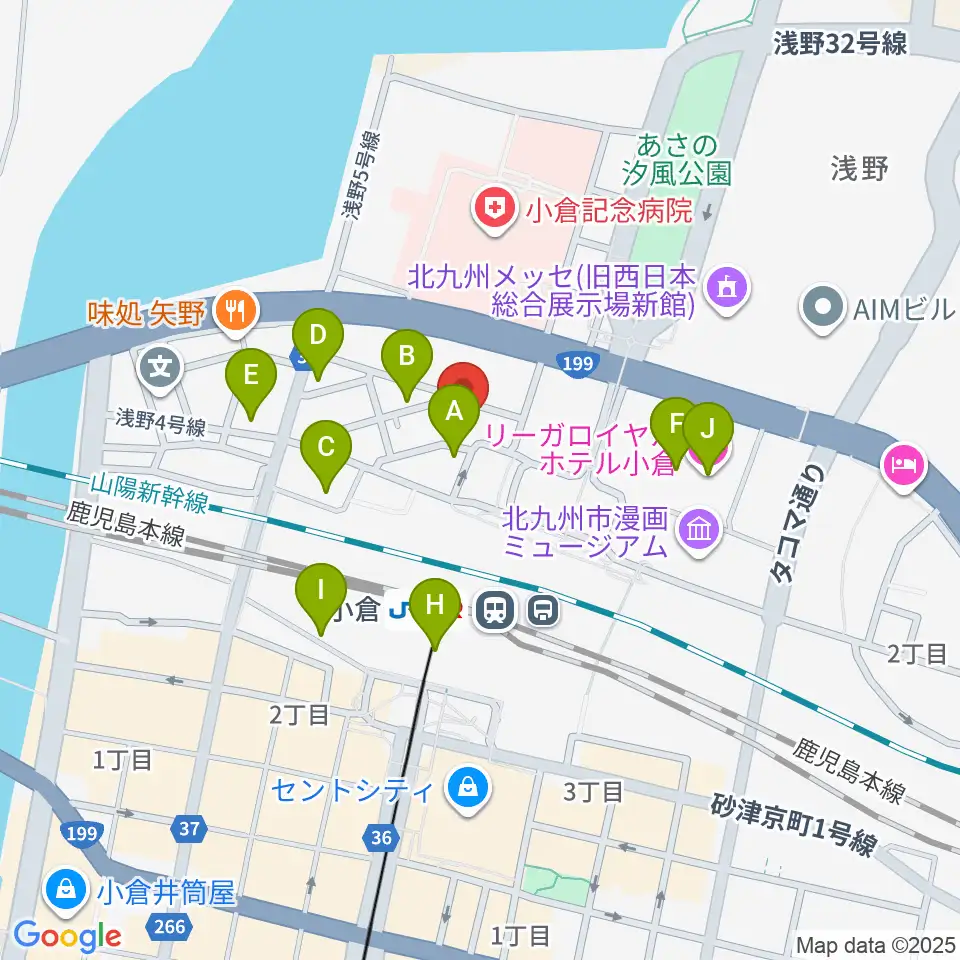 シアーミュージック 小倉校周辺のホテル一覧地図