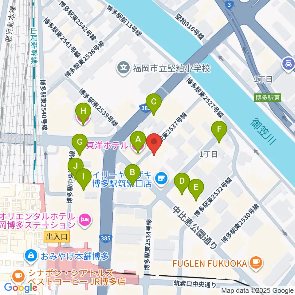 シアーミュージック 博多校周辺のホテル一覧地図