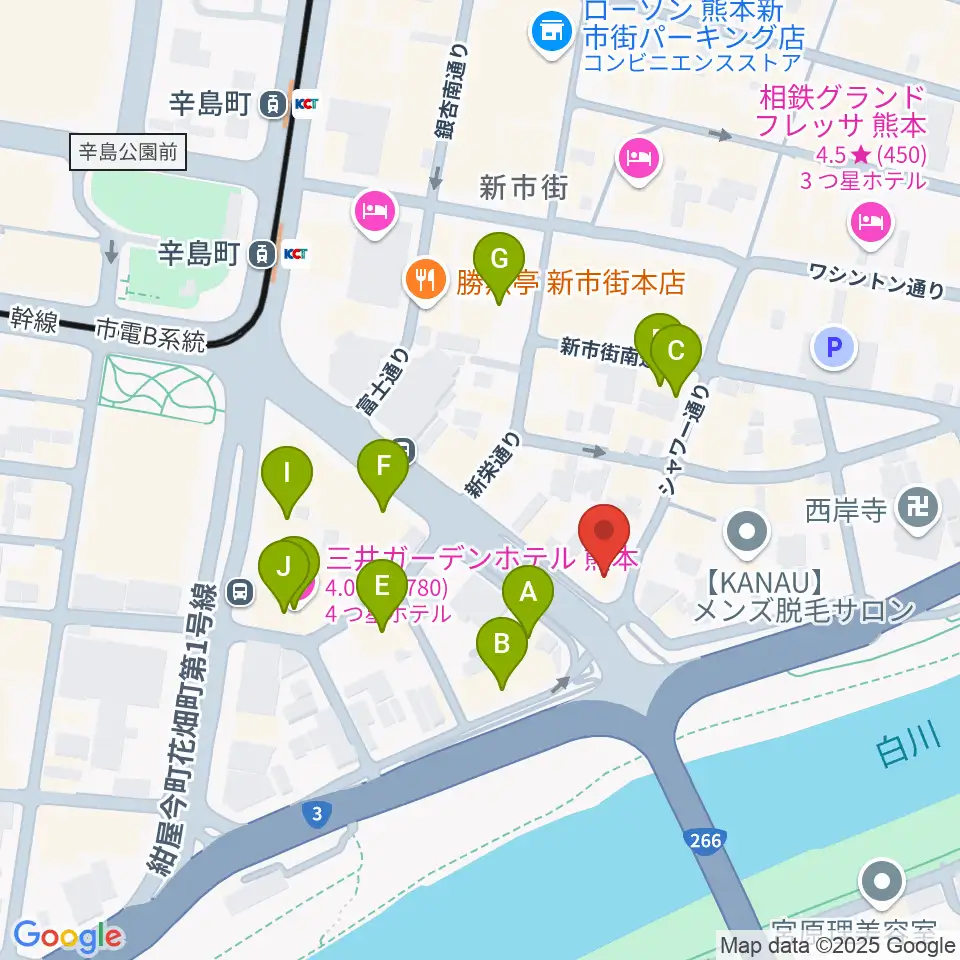 シアーミュージック 熊本校周辺のホテル一覧地図