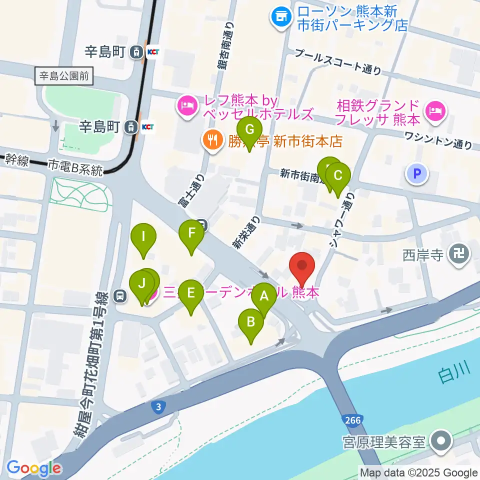 シアーミュージック 熊本校周辺のホテル一覧地図