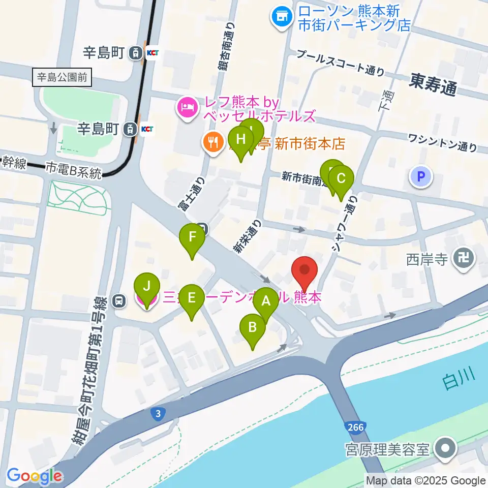 シアーミュージック 熊本校周辺のホテル一覧地図