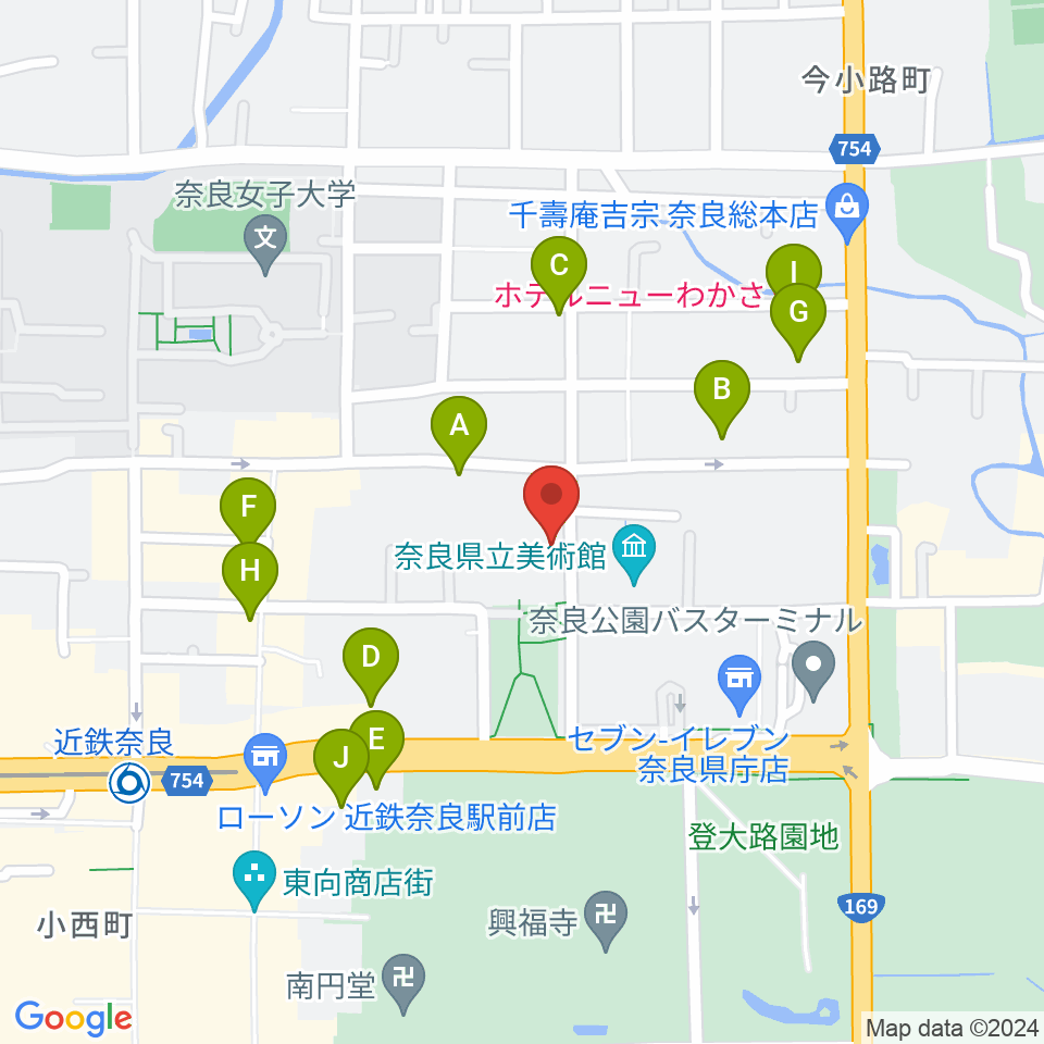 奈良県文化会館周辺のホテル一覧地図