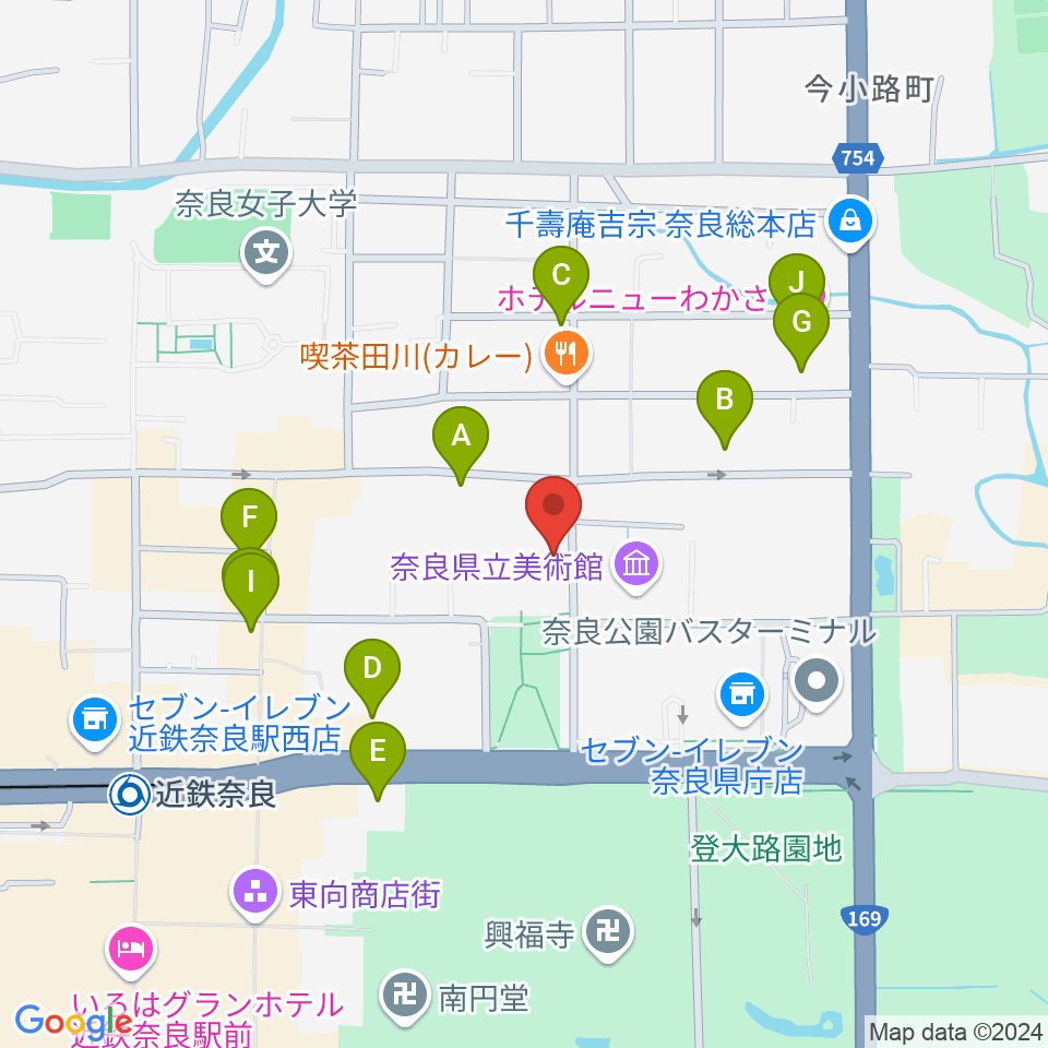 奈良県文化会館周辺のホテル一覧地図