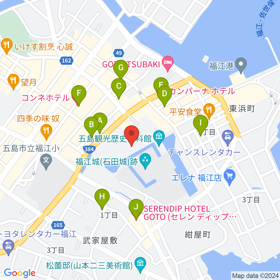 福江文化会館周辺のホテル一覧地図