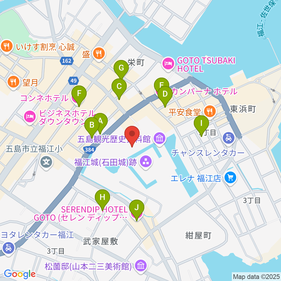 福江文化会館周辺のホテル一覧地図