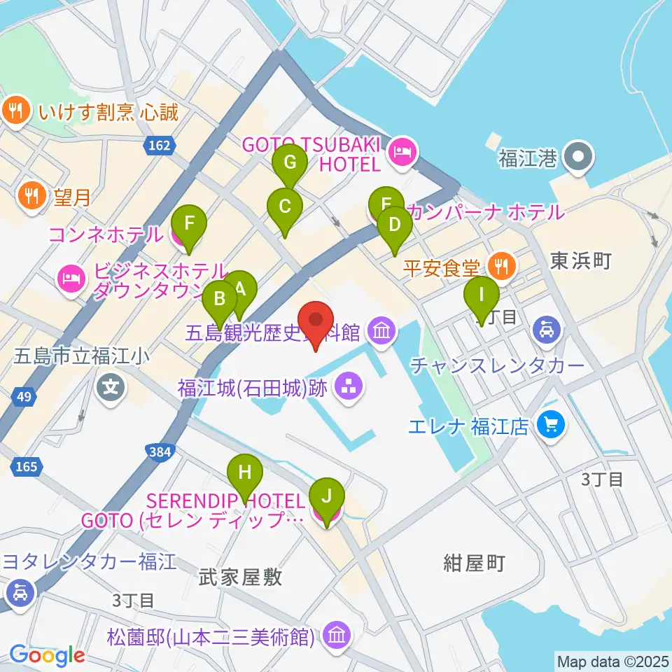福江文化会館周辺のホテル一覧地図