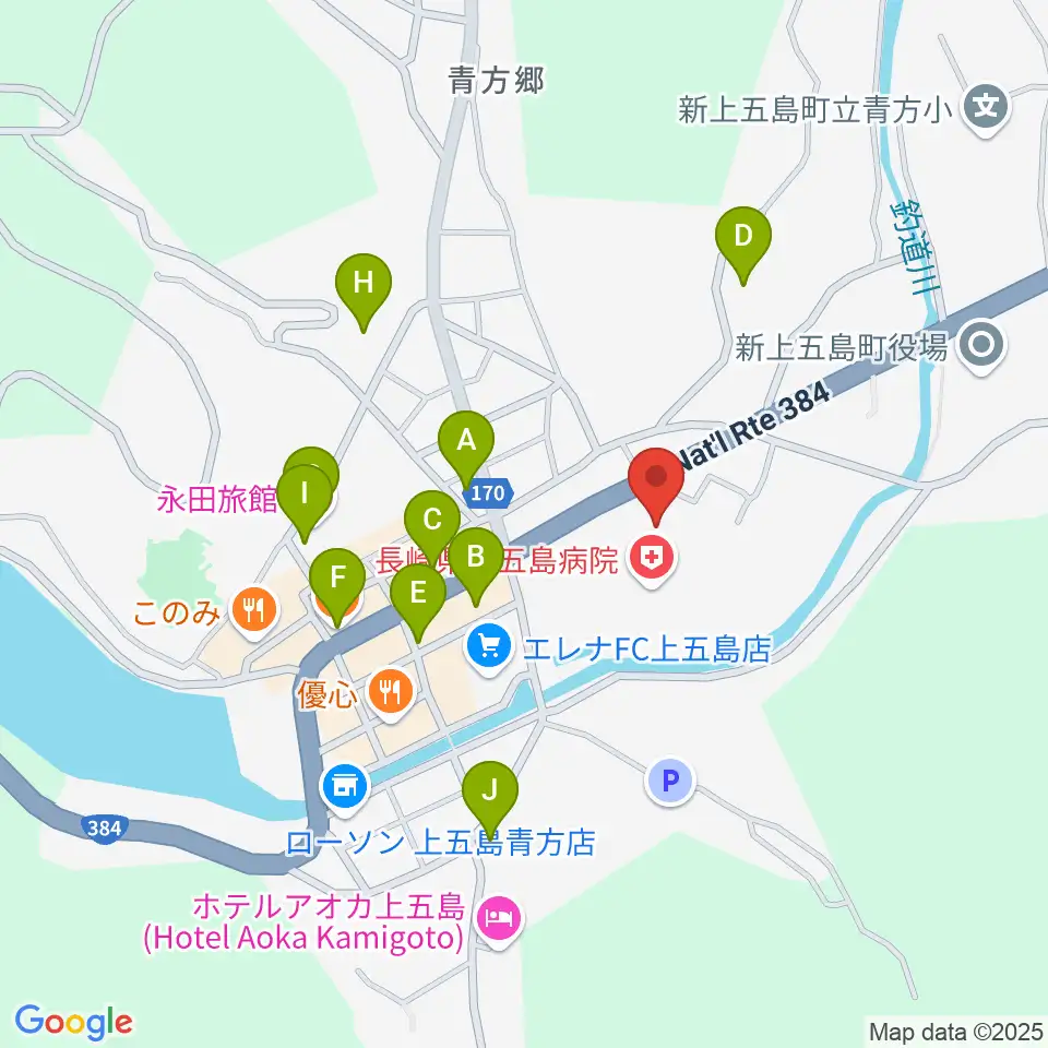 新上五島町石油備蓄記念会館周辺のホテル一覧地図