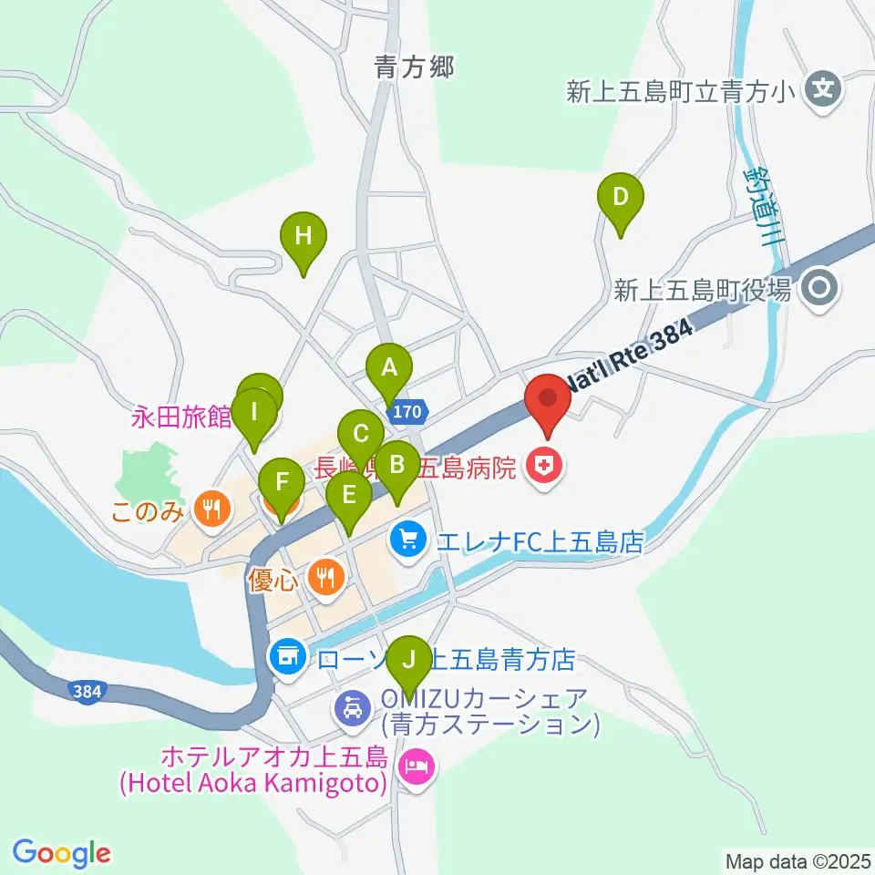 新上五島町石油備蓄記念会館周辺のホテル一覧地図