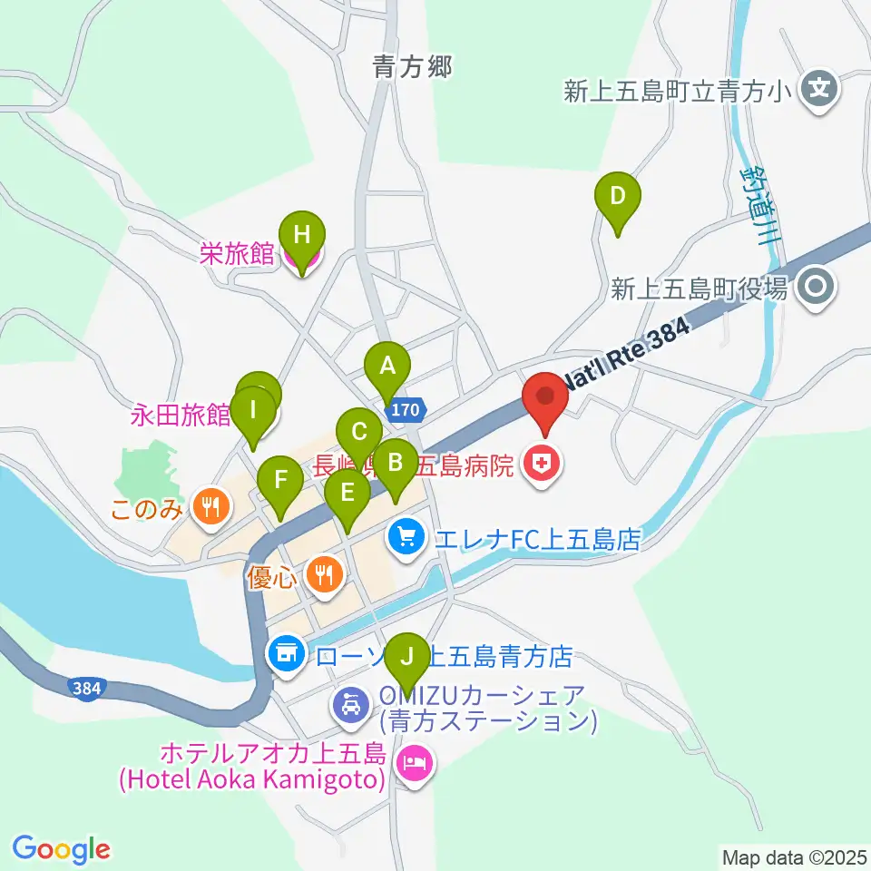 新上五島町石油備蓄記念会館周辺のホテル一覧地図