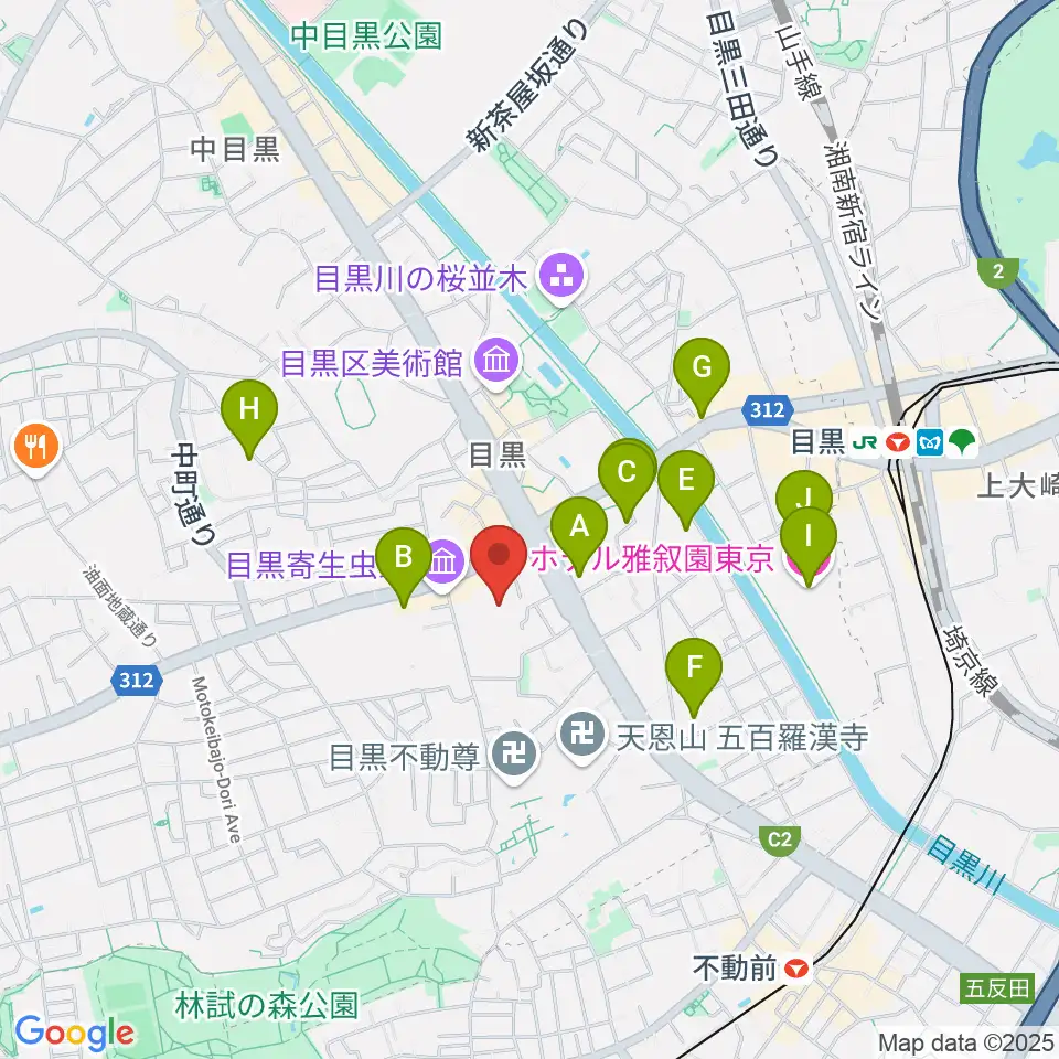 ヤマハ目黒センター周辺のホテル一覧地図