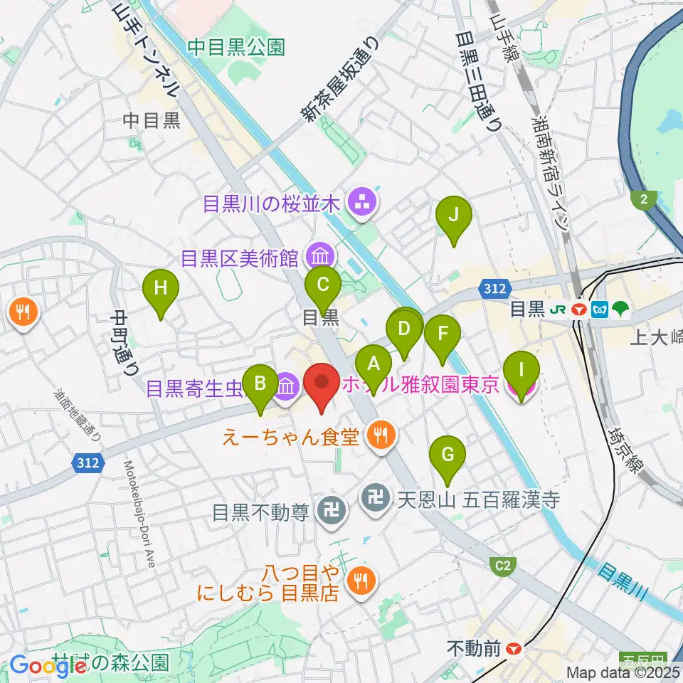 ヤマハ目黒センター周辺のホテル一覧地図