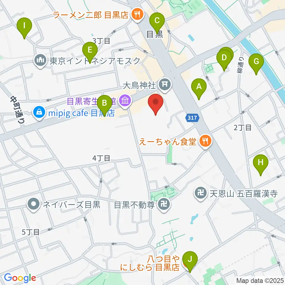 ヤマハ目黒センター周辺のホテル一覧地図