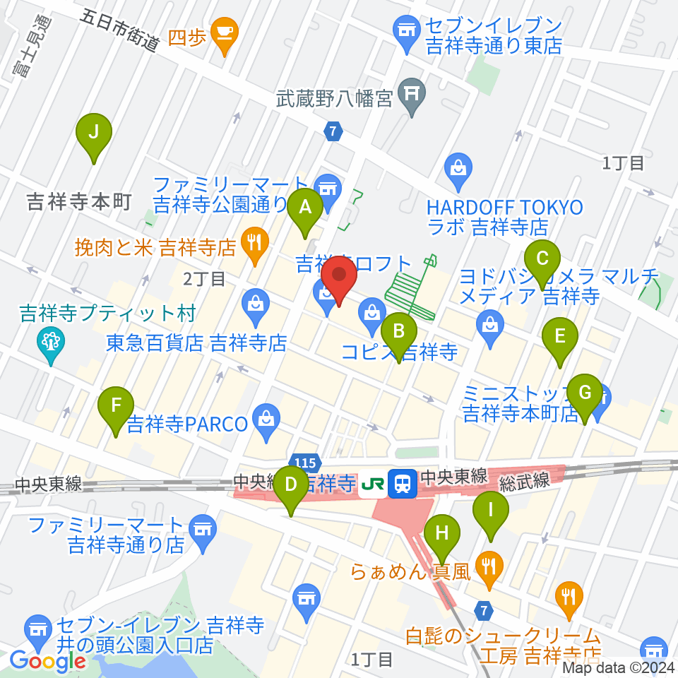 宮地楽器 吉祥寺センター周辺のホテル一覧地図