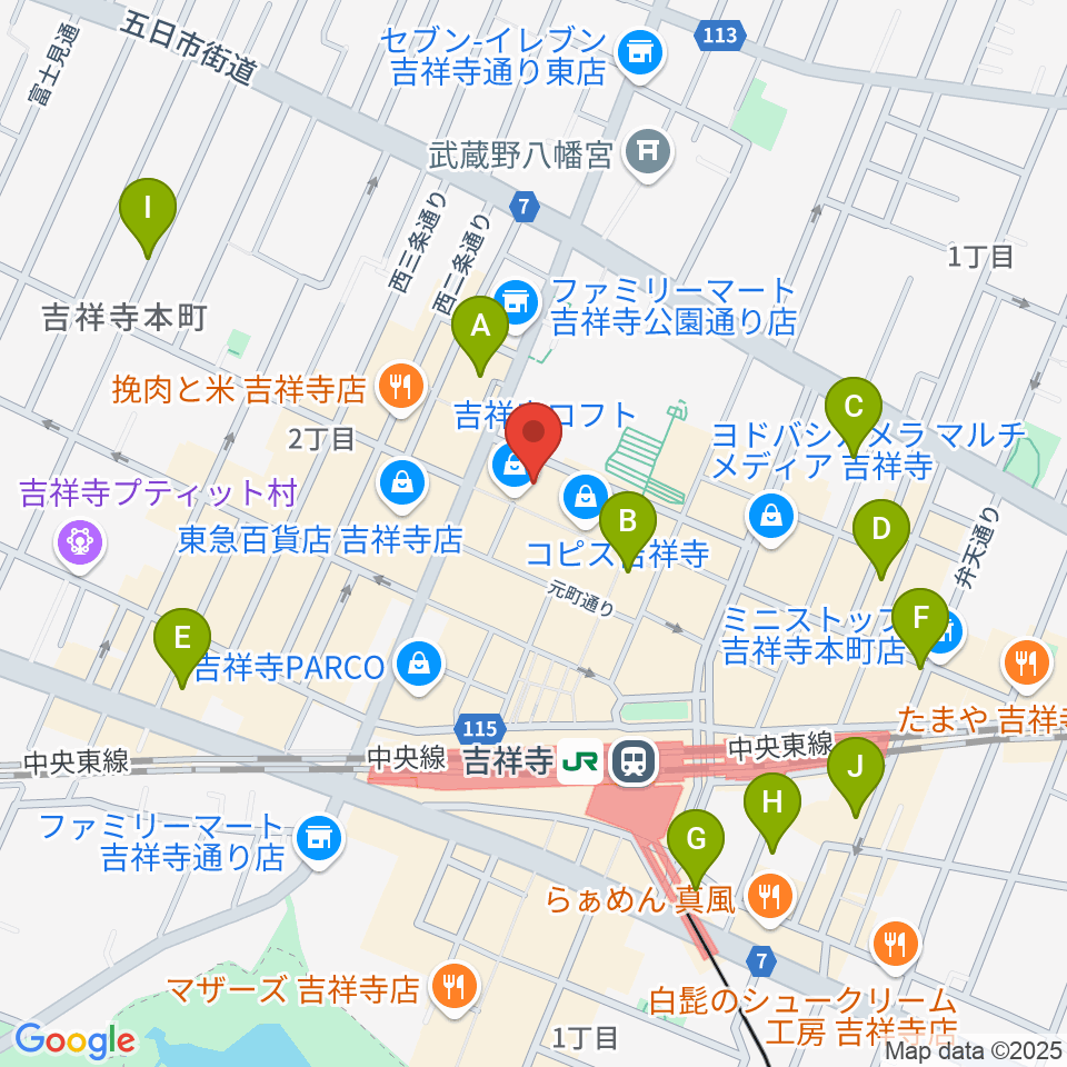 宮地楽器 吉祥寺センター周辺のホテル一覧地図