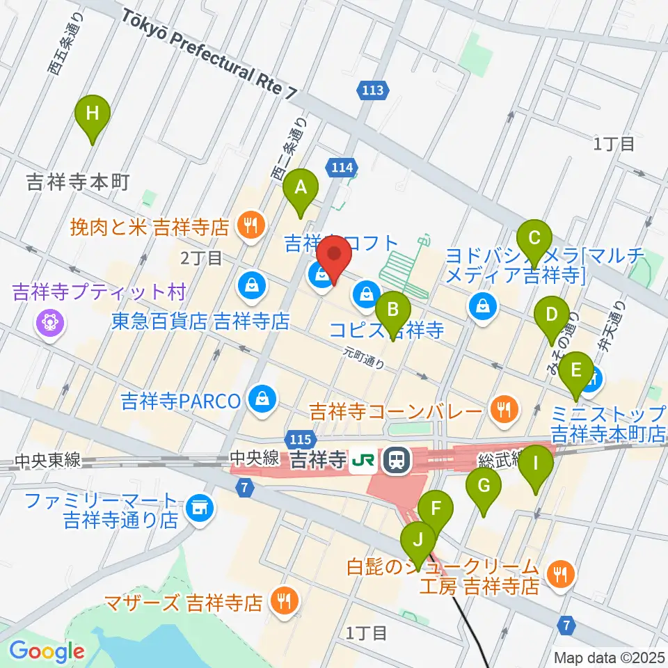 宮地楽器 吉祥寺センター周辺のホテル一覧地図