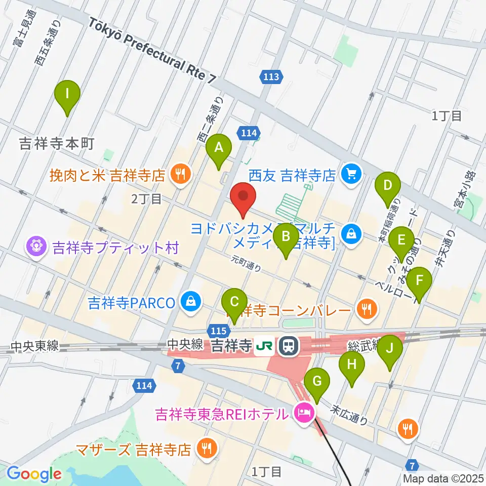 宮地楽器 吉祥寺センター周辺のホテル一覧地図