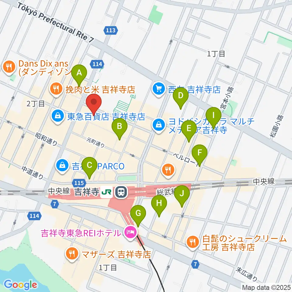 宮地楽器 吉祥寺センター周辺のホテル一覧地図