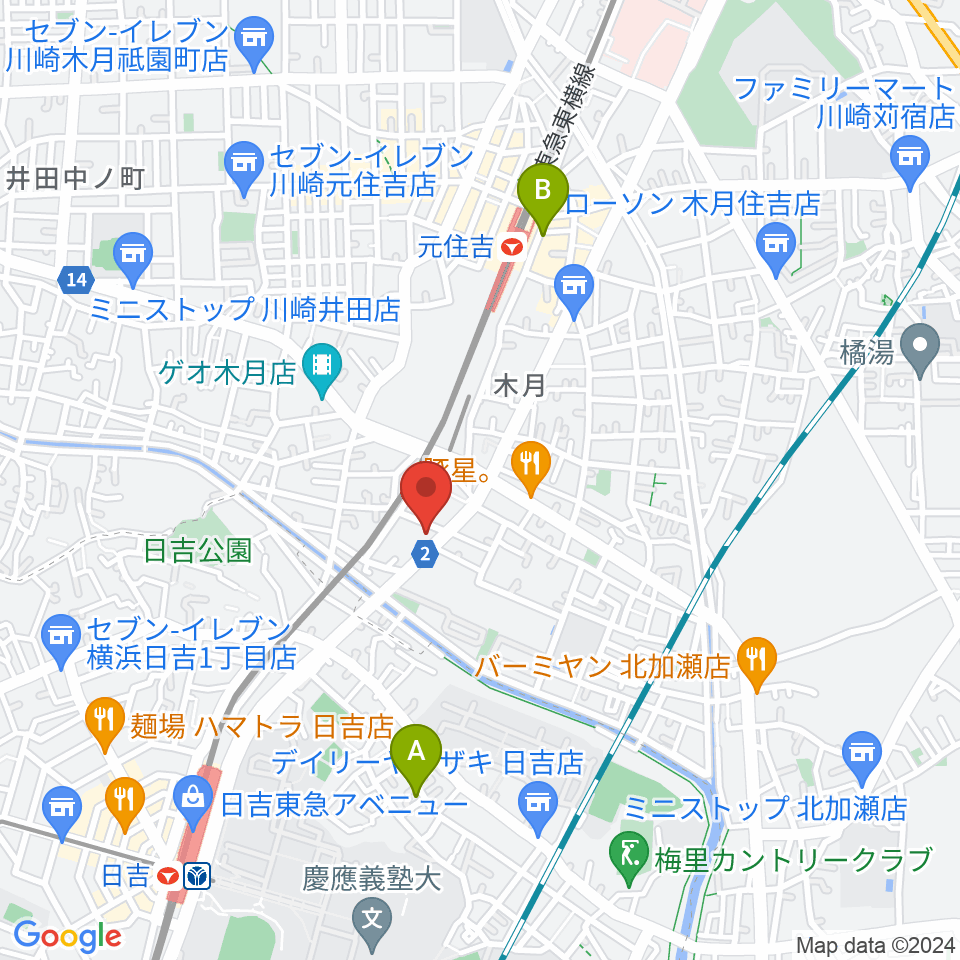 有隣堂 日吉ミュージックセンター周辺のホテル一覧地図