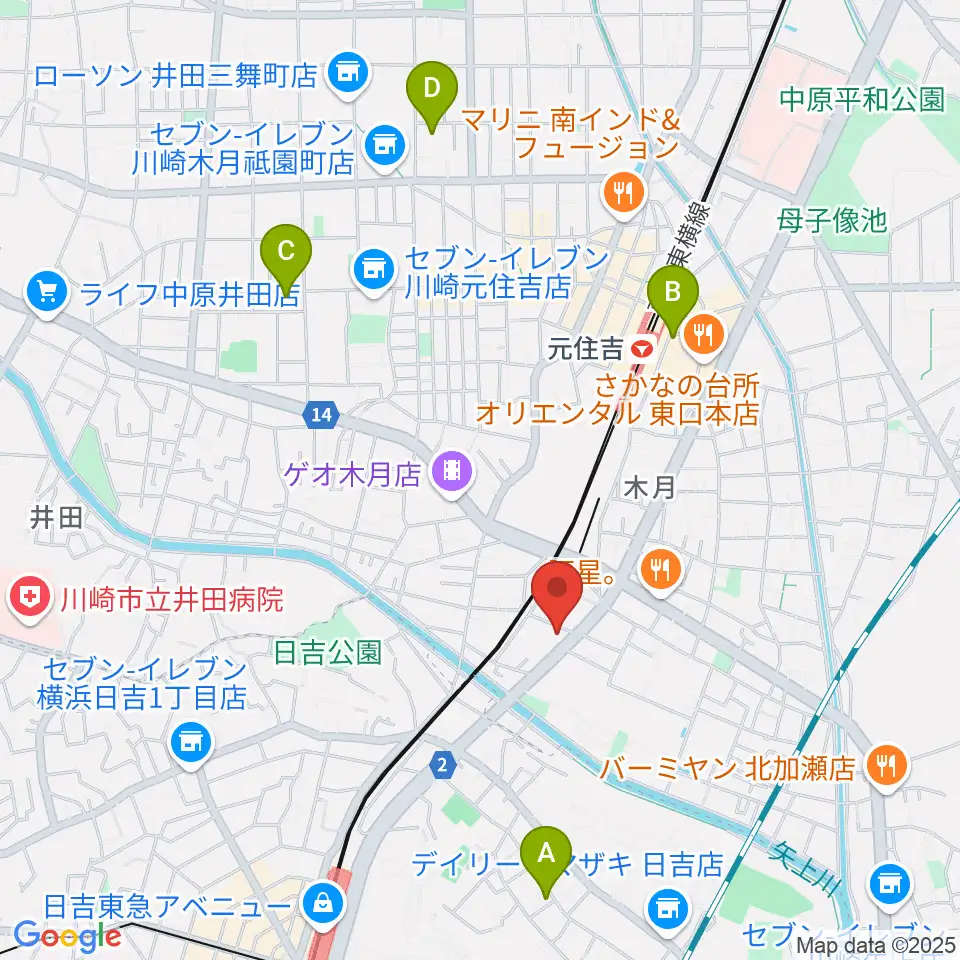 有隣堂 日吉ミュージックセンター周辺のホテル一覧地図