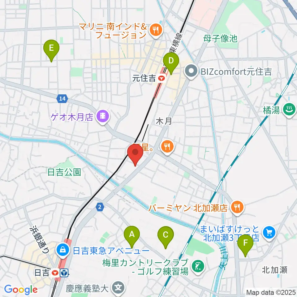 有隣堂 日吉ミュージックセンター周辺のホテル一覧地図