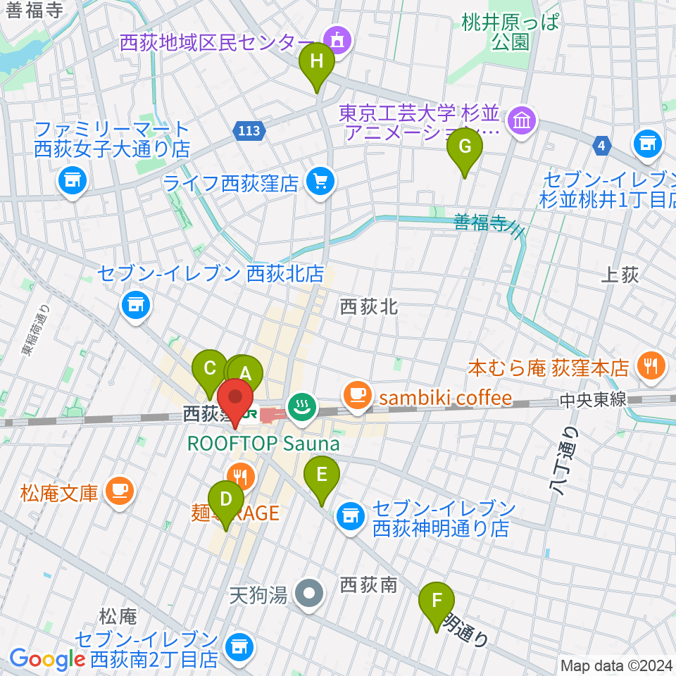 西荻窪アートリオン周辺のホテル一覧地図