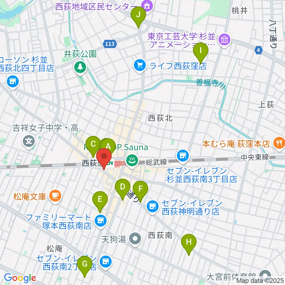 西荻窪アートリオン周辺のホテル一覧地図