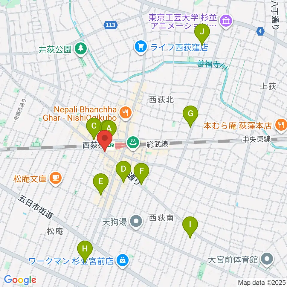 西荻窪アートリオン周辺のホテル一覧地図