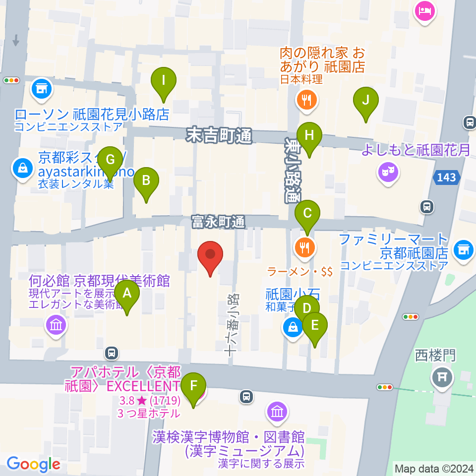 ジョニーエンジェル京都店周辺のホテル一覧地図