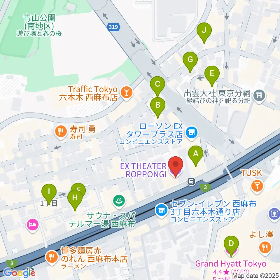 EXシアター六本木周辺のホテル一覧地図