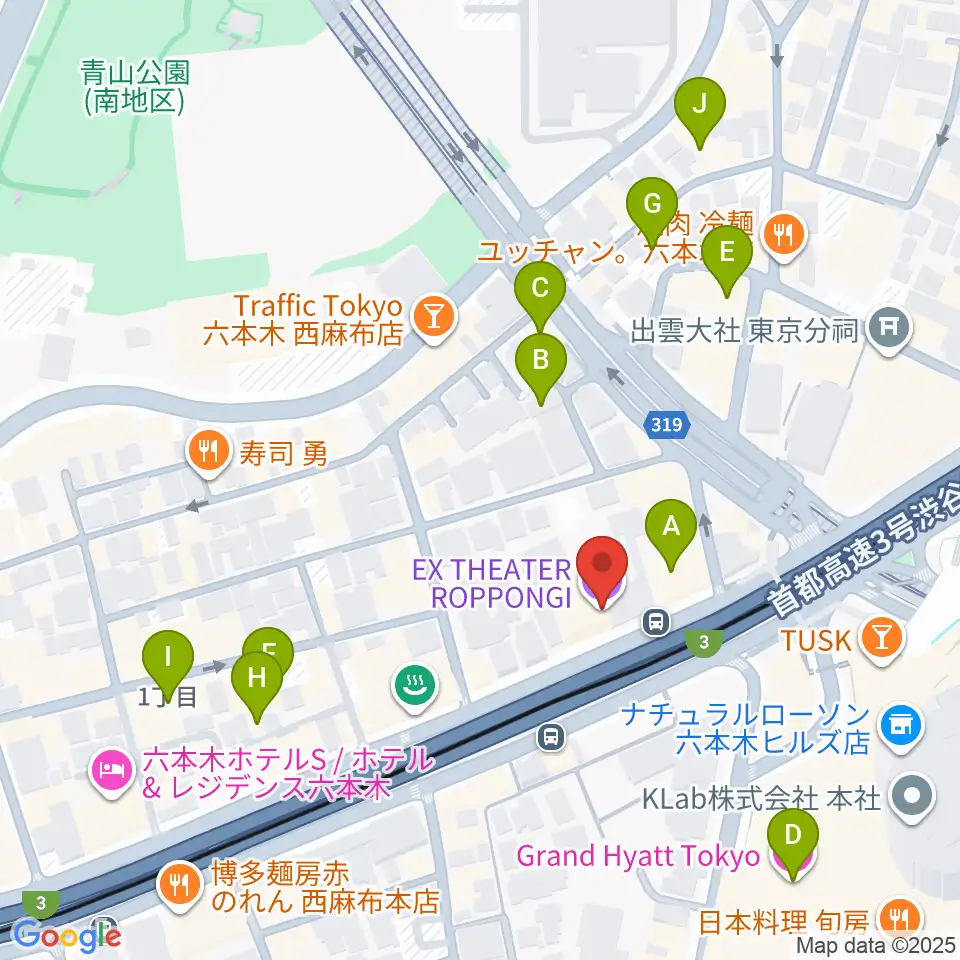 EXシアター六本木周辺のホテル一覧地図