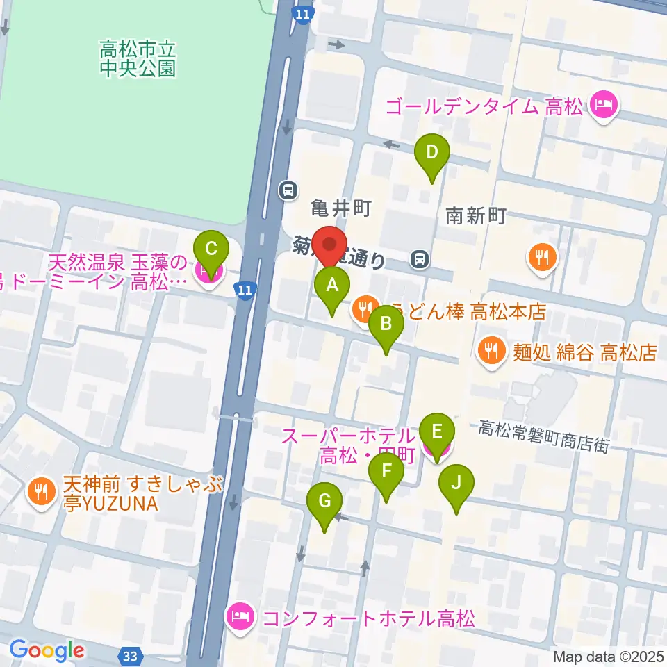 高松TOONICE周辺のホテル一覧地図
