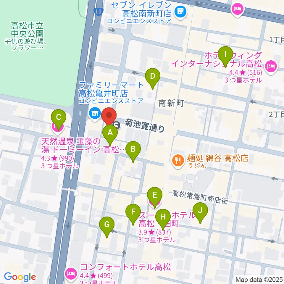 高松TOONICE周辺のホテル一覧地図