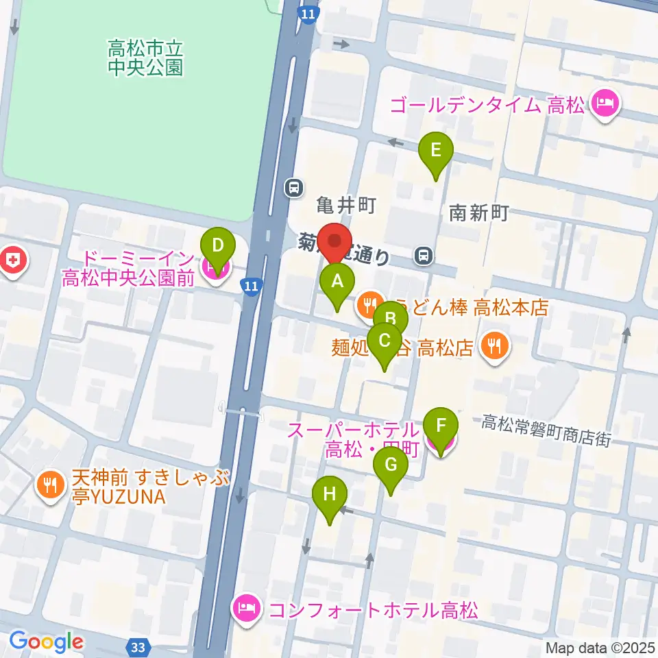 高松TOONICE周辺のホテル一覧地図