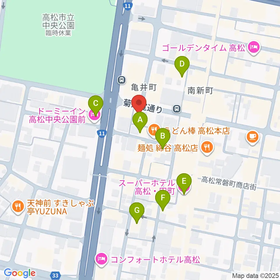 高松TOONICE周辺のホテル一覧地図