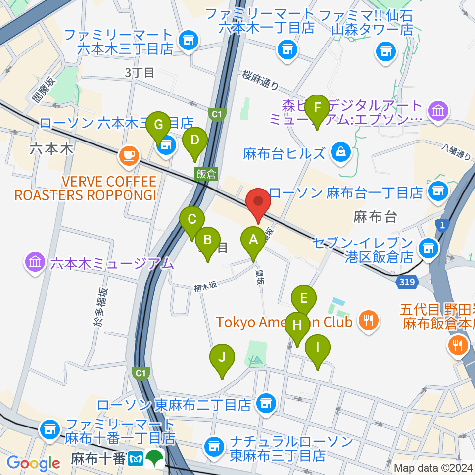 六本木ブルーシャトウ山瀬周辺のホテル一覧地図