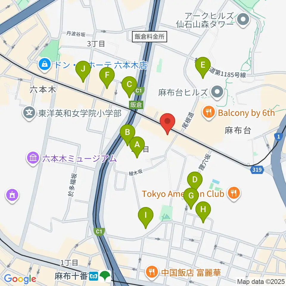 六本木ブルーシャトウ山瀬周辺のホテル一覧地図