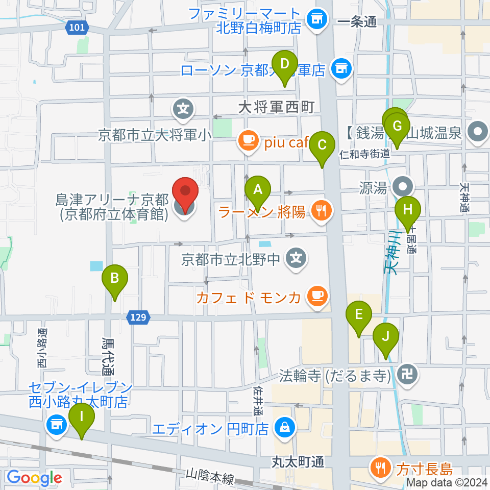 島津アリーナ京都周辺のホテル一覧地図