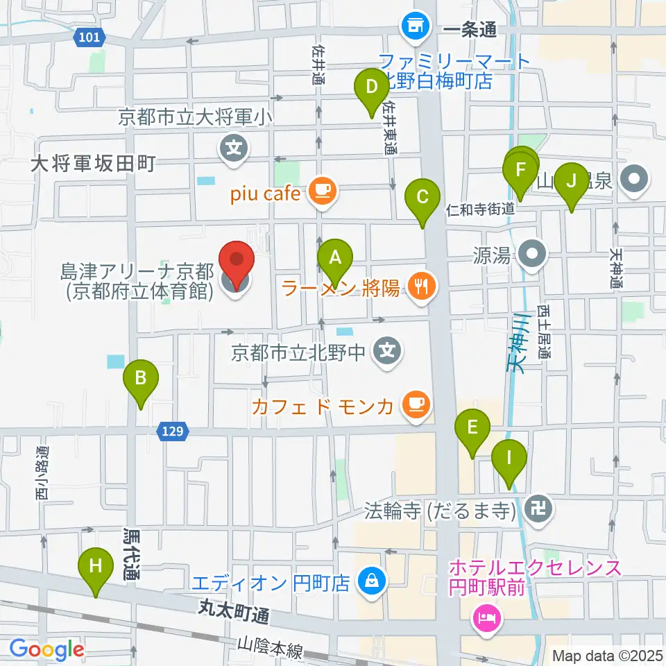 島津アリーナ京都周辺のホテル一覧地図