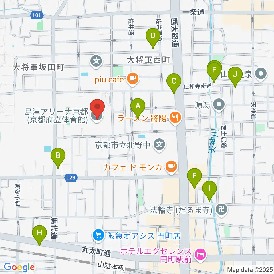 島津アリーナ京都周辺のホテル一覧地図