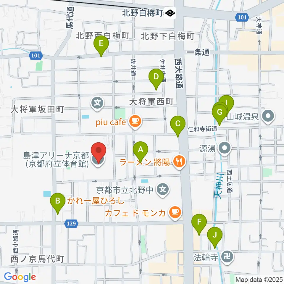 島津アリーナ京都周辺のホテル一覧地図