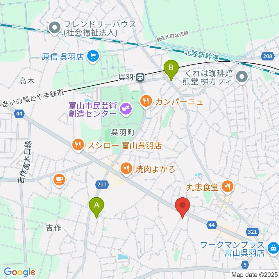 開進堂楽器 MPC呉羽周辺のホテル一覧地図