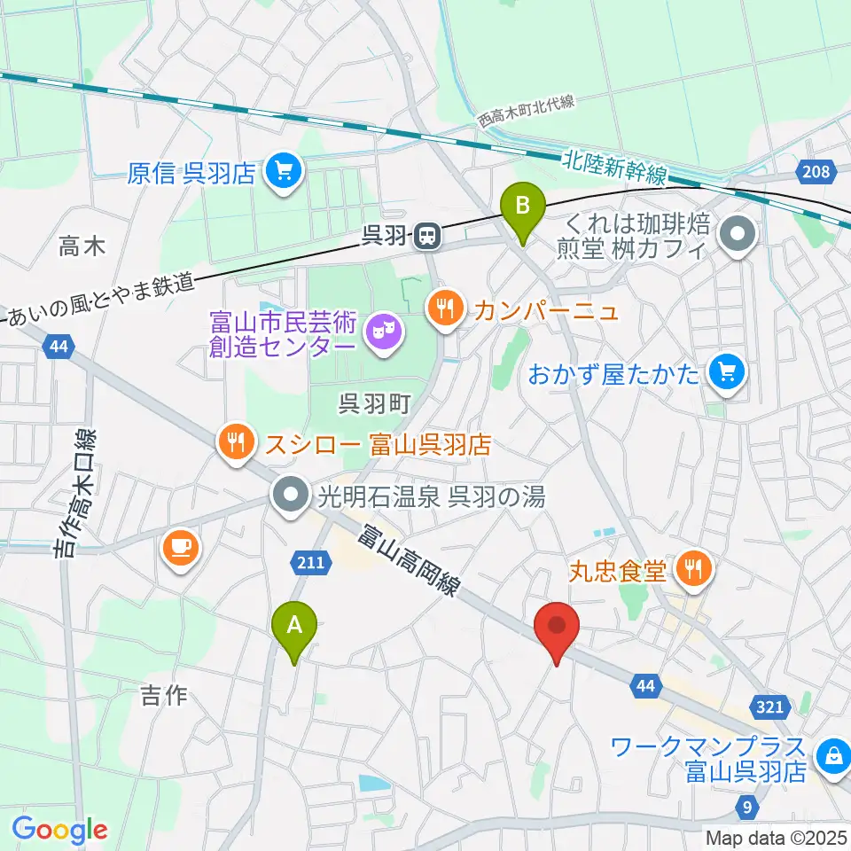 開進堂楽器 MPC呉羽周辺のホテル一覧地図